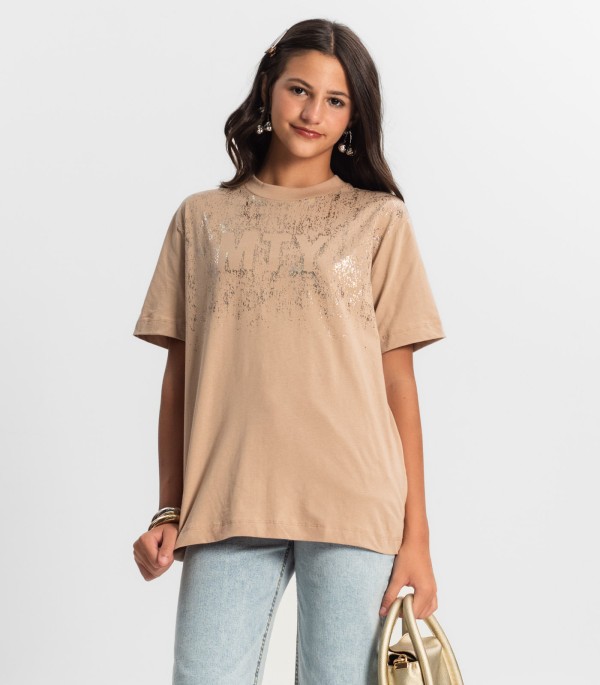 T - Shirt Juvenil Feminina Minty Marrom