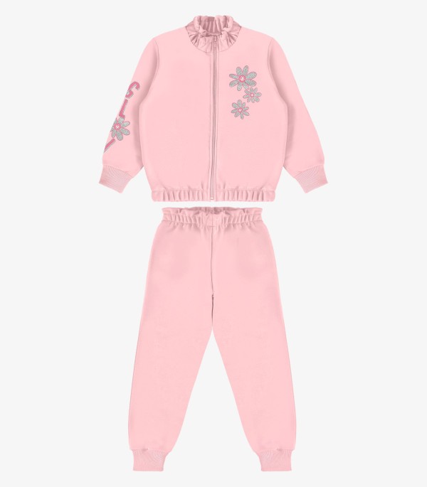 Conjunto Infantil Jaqueta Com Calça Rovi Kids Rosa