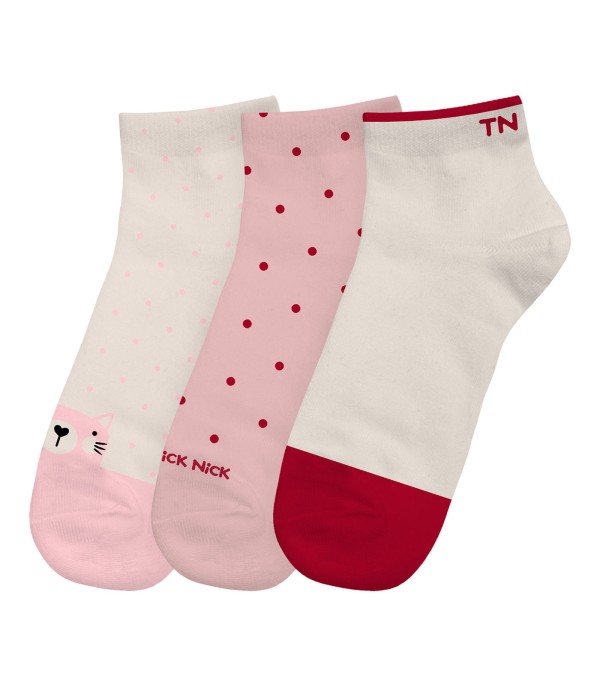 Encontraproduto.com.br - Kit 3 Pares De Meia Cano Curto Infantil Trick Nick Bege
