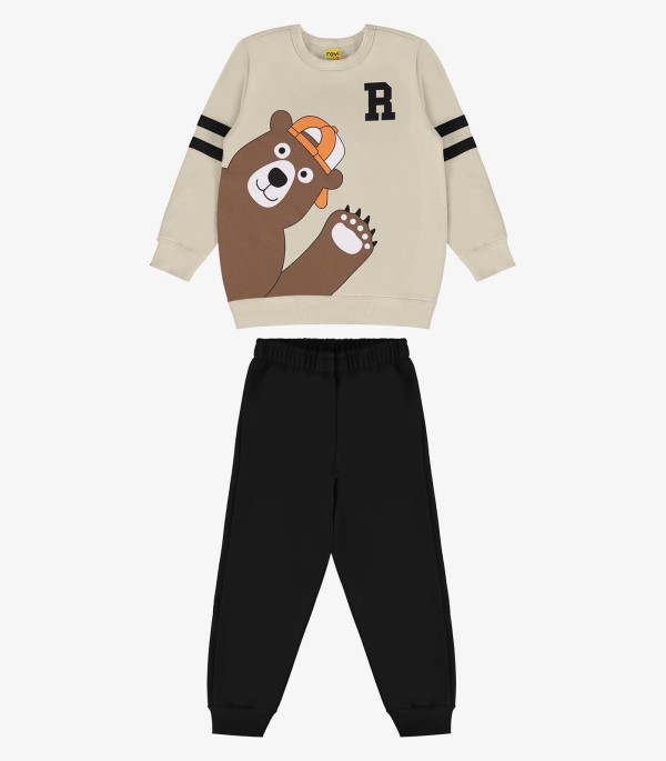 Conjunto Infantil Blusão Com Calça Rovi Kids Bege
