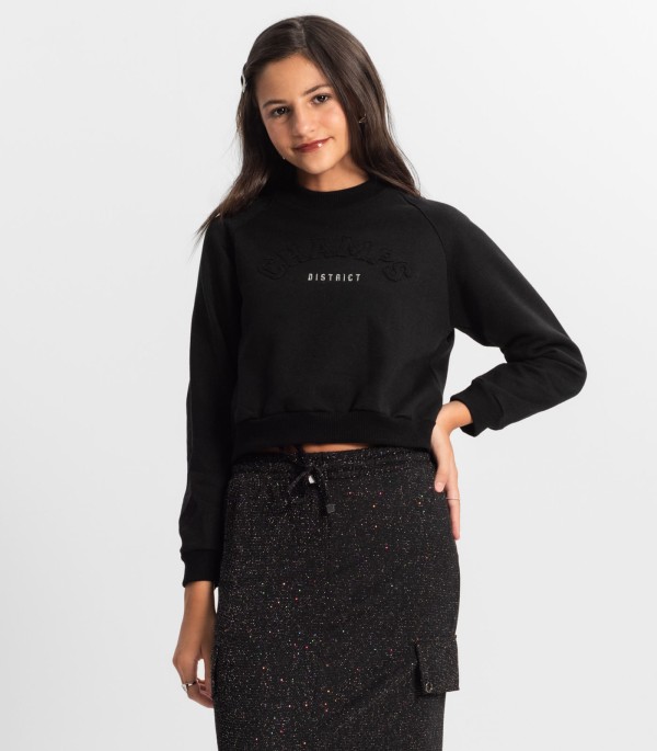 Blusão Juvenil Feminino Em Moletom Minty Preto