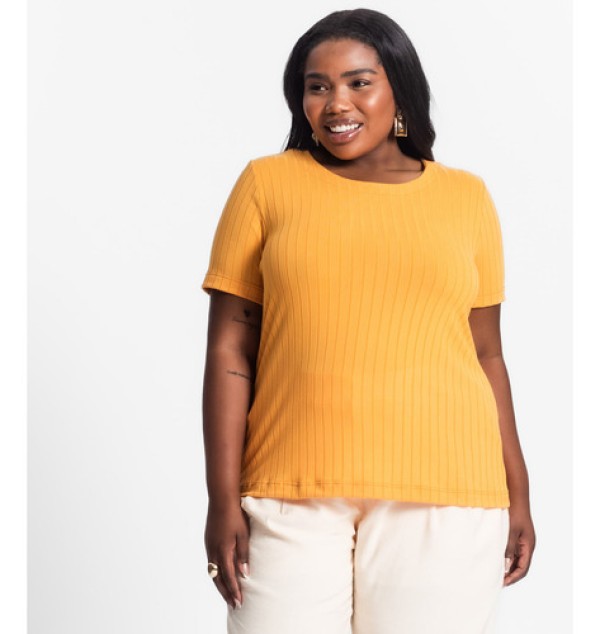Blusa Malha Delicate Plus Infinita Cor Amarelo