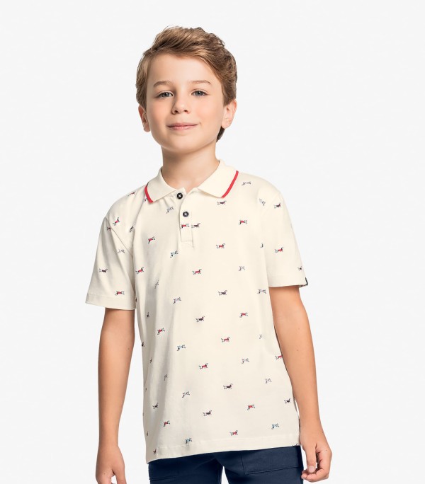 Encontraproduto.com.br - Conjunto Infantil Polo Com Bermuda Trick Nick Bege