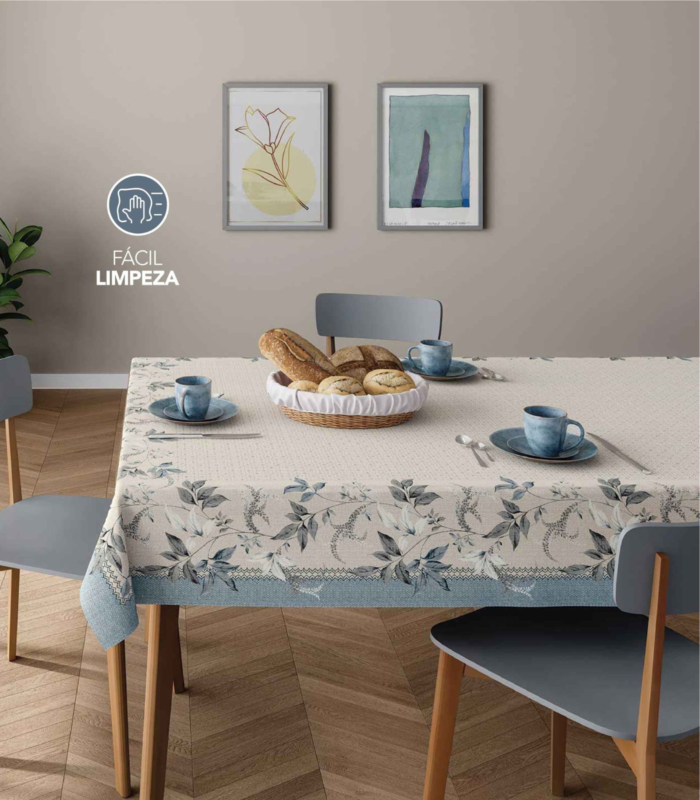Toalha De Mesa Retangular 6 Lugares Lepper Azul