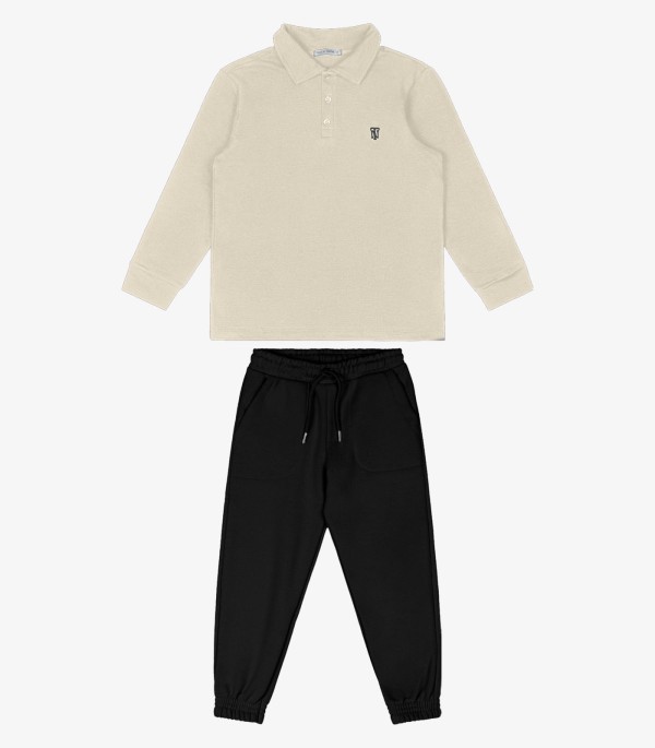 Conjunto Infantil Polo Com Calça Trick Nick Bege