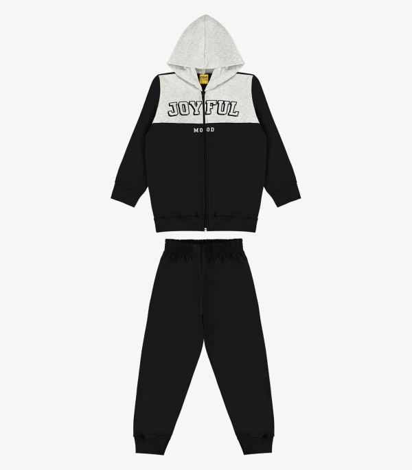 Conjunto Jaqueta Com Capuz E Calça Rovi Kids Preto