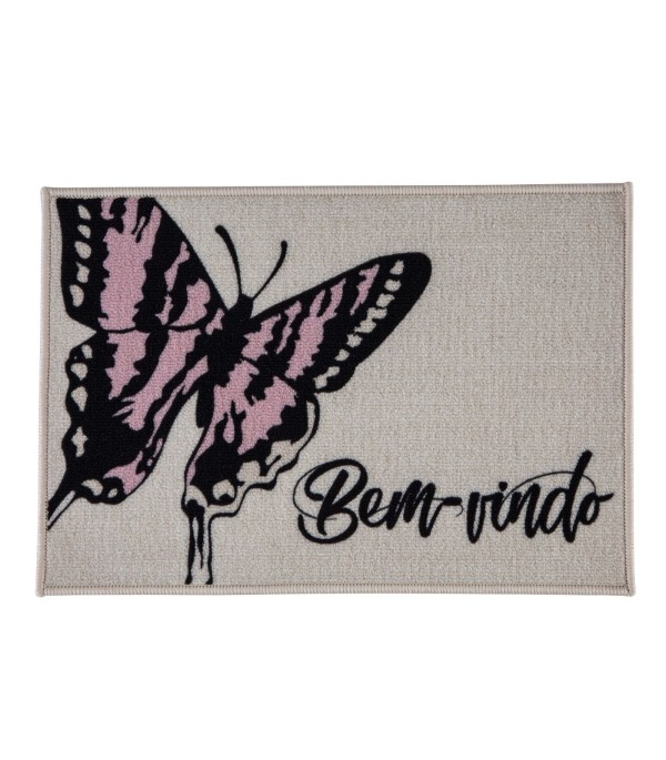 Capacho Bem-Vindo Estampado Corttex Cinza