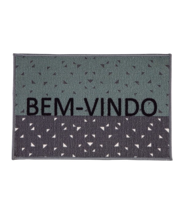 Capacho Bem-Vindo Estampado Corttex Cinza