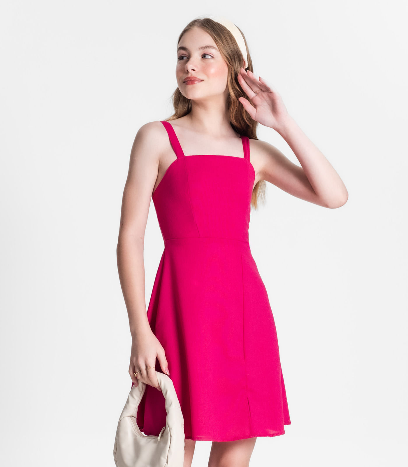 Vestido Juvenil Feminino Lastex Select Rosa