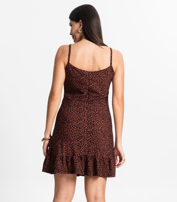 Encontraproduto.com.br - Vestido Feminino Estampa Onça Com Ajuste Use Up Marrom