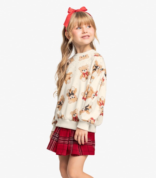 Conjunto Blusão Com Shorts Saia Trick Nick Bege