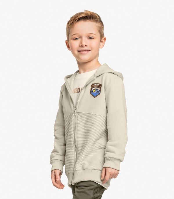 Encontraproduto.com.br - Conjunto Jaqueta Com Capuz e Calça Trick Nick Bege