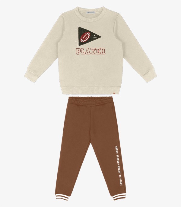 Encontraproduto.com.br - Conjunto Infantil Blusão Com Calça Trick Nick Bege