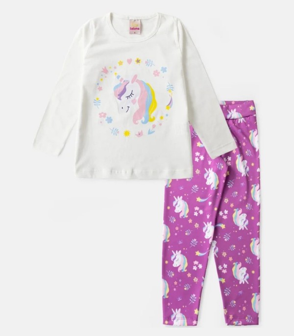 Conjunto Infantil Menina Meia Estação Laluna Branco