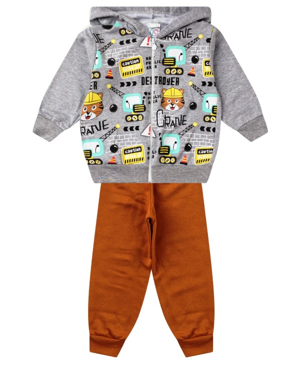Conjunto De Moletom Infantil Menino Kappes Cinza