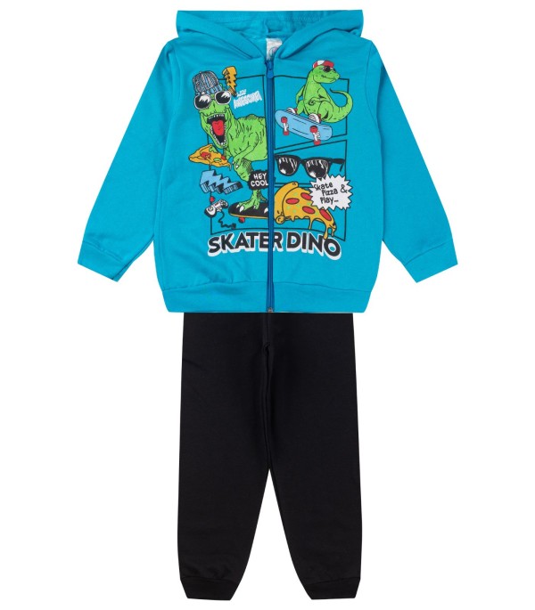 Encontraproduto.com.br - Conjunto De Moletom Infantil Com Capuz Kappes Azul
