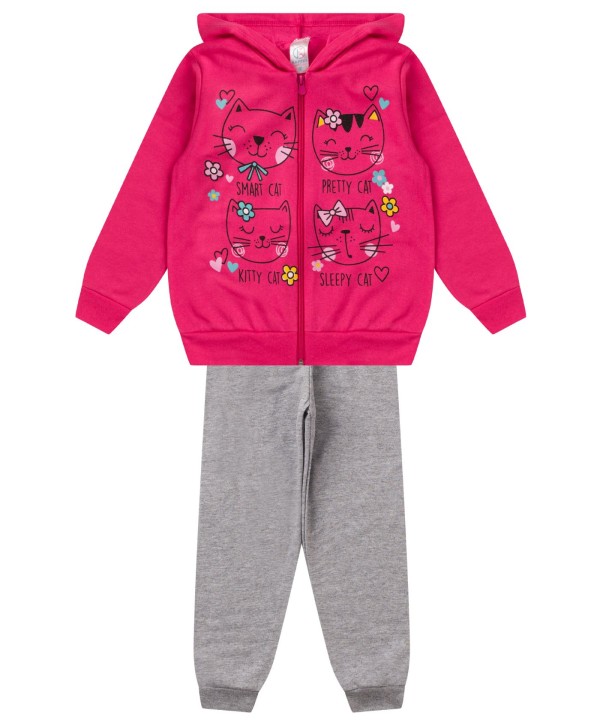 Encontraproduto.com.br - Conjunto De Moletom Infantil Com Capuz Kappes Rosa