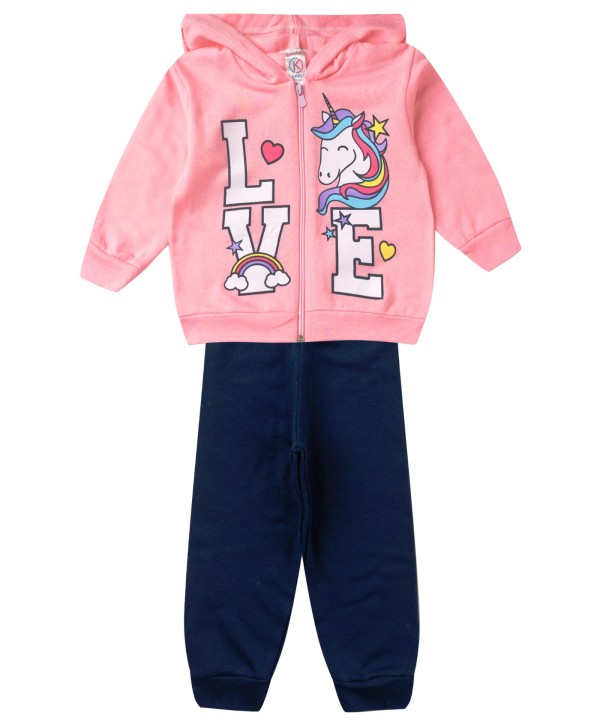 Conjunto De Moletom Infantil Com Capuz Kappes Rosa