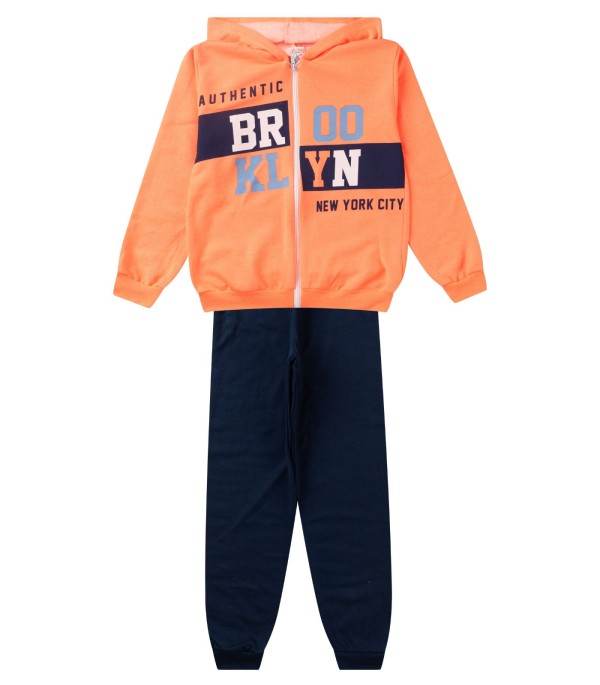 Conjunto De Moletom Masculino Com Capuz Kappes Laranja