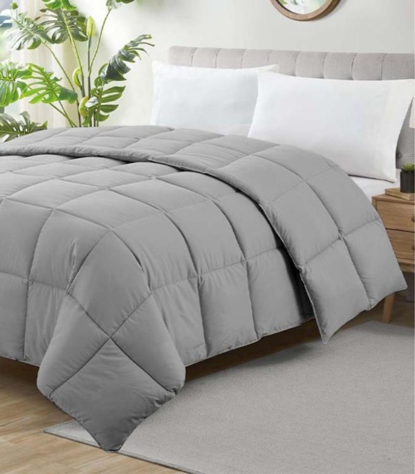 Encontraproduto.com.br - Edredom Ecopluma Queen Camesa Cinza