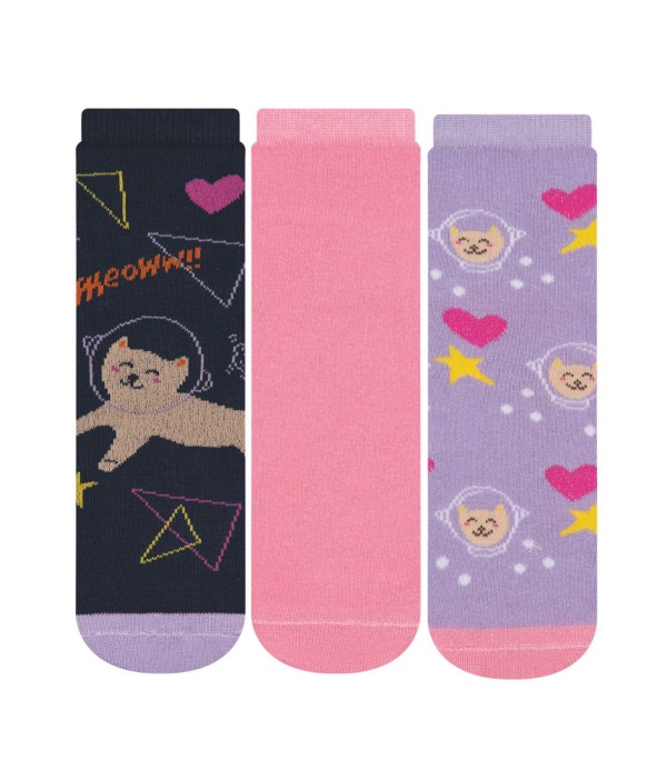 Kit 3 Pares de Meias Femininas Cia da Meia Rosa