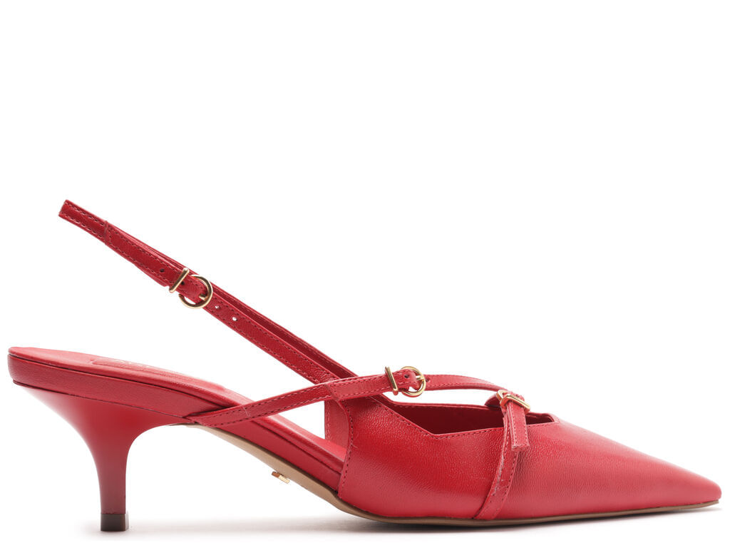 Scarpin Arezzo Vermelho Salto Médio Slingback Amélia