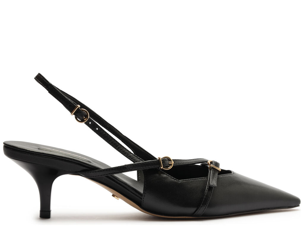 Scarpin Arezzo Preto Salto Médio Slingback Amélia