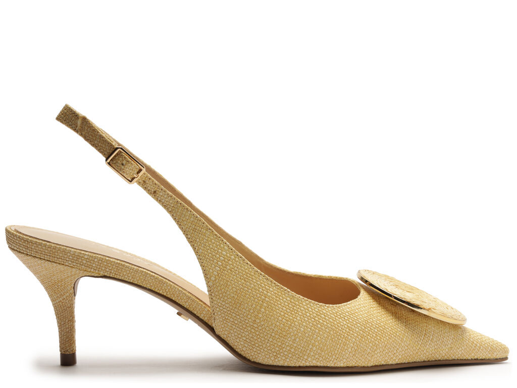Scarpin Arezzo Bege Ráfia Slingback Circle
