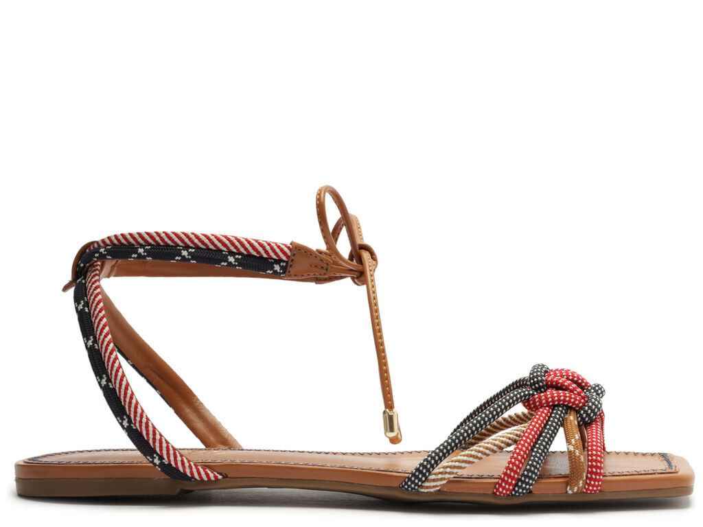 Encontraproduto.com.br - Sandália Arezzo Rasteira Caramelo Amarração Cores