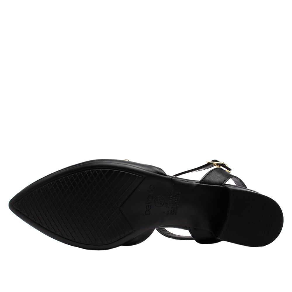Encontraproduto.com.br - Sapato Feminino Beira Rio Bico Fino Napa com Detalhes Dourados Preto