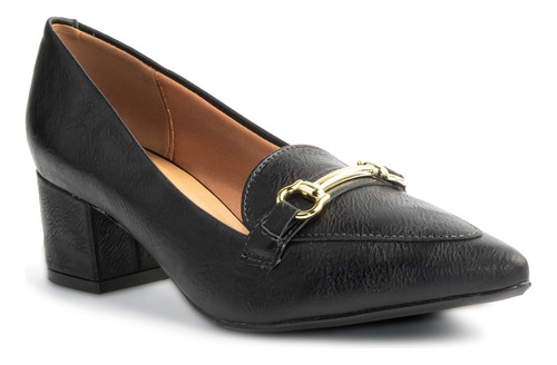 Encontraproduto.com.br - Sapato Feminino Vizzano Scarpin Salto Bloco Preto