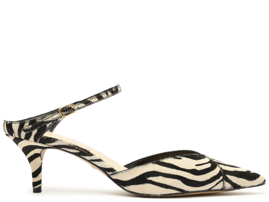 Scarpin Arezzo Slingback Pêlo Animal Print Salto Baixo