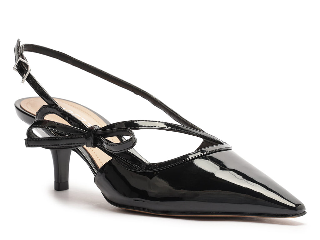 Scarpin Arezzo Salto Médio Eco Verniz Preto