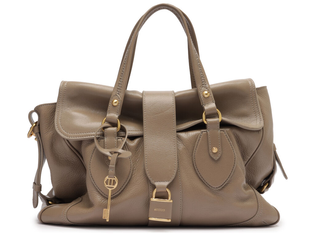 Bolsa Arezzo Tote Cinza Couro Média Cadeado