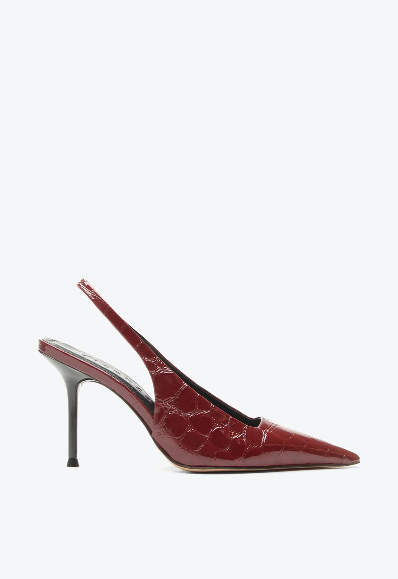 Scarpin Vicenza Slingback Yasmin Bordô Couro Croco