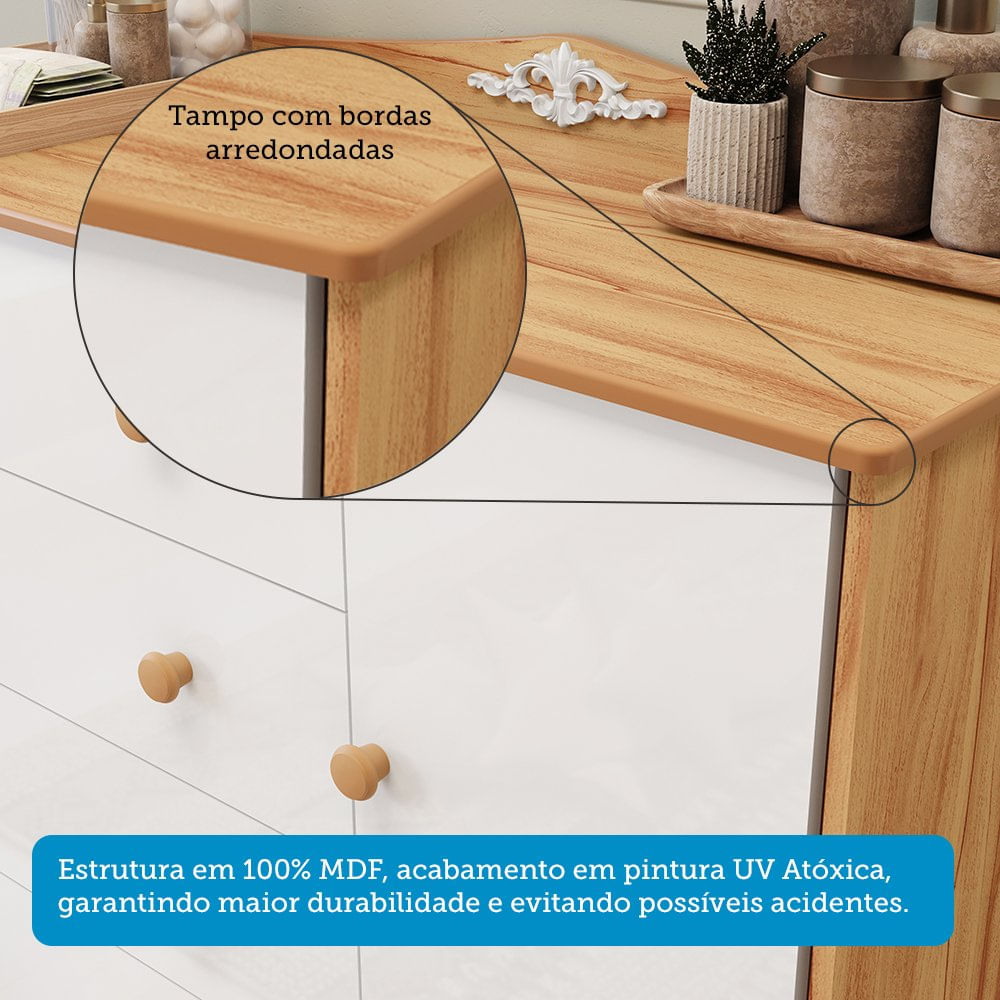Encontraproduto.com.br - Quarto de Bebê com Cômoda 1 Porta 4 Gavetas e Berço Capitonê 100% Mdf Maya Clássico Espresso Móveis Branco Brilho/Amêndoa/Branco