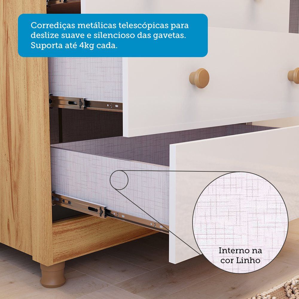Encontraproduto.com.br - Quarto de Bebê Guarda-roupa com Janelas e Berço com Capitonê Maya Clássico 100% Mdf Espresso Móveis Branco Brilho/Amêndoa/Branco