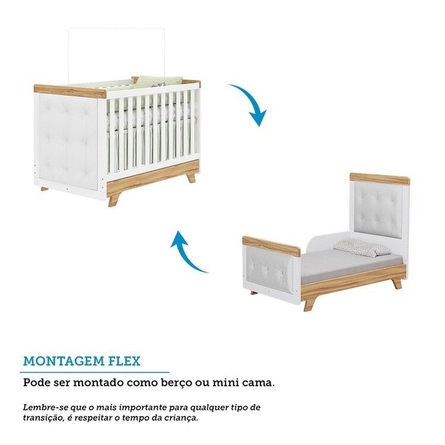 Encontraproduto.com.br - Berço Minicama com Capitonê 100% Mdf Retrô Kakau Espresso Móveis Branco Brilho/Amêndoa/Branco