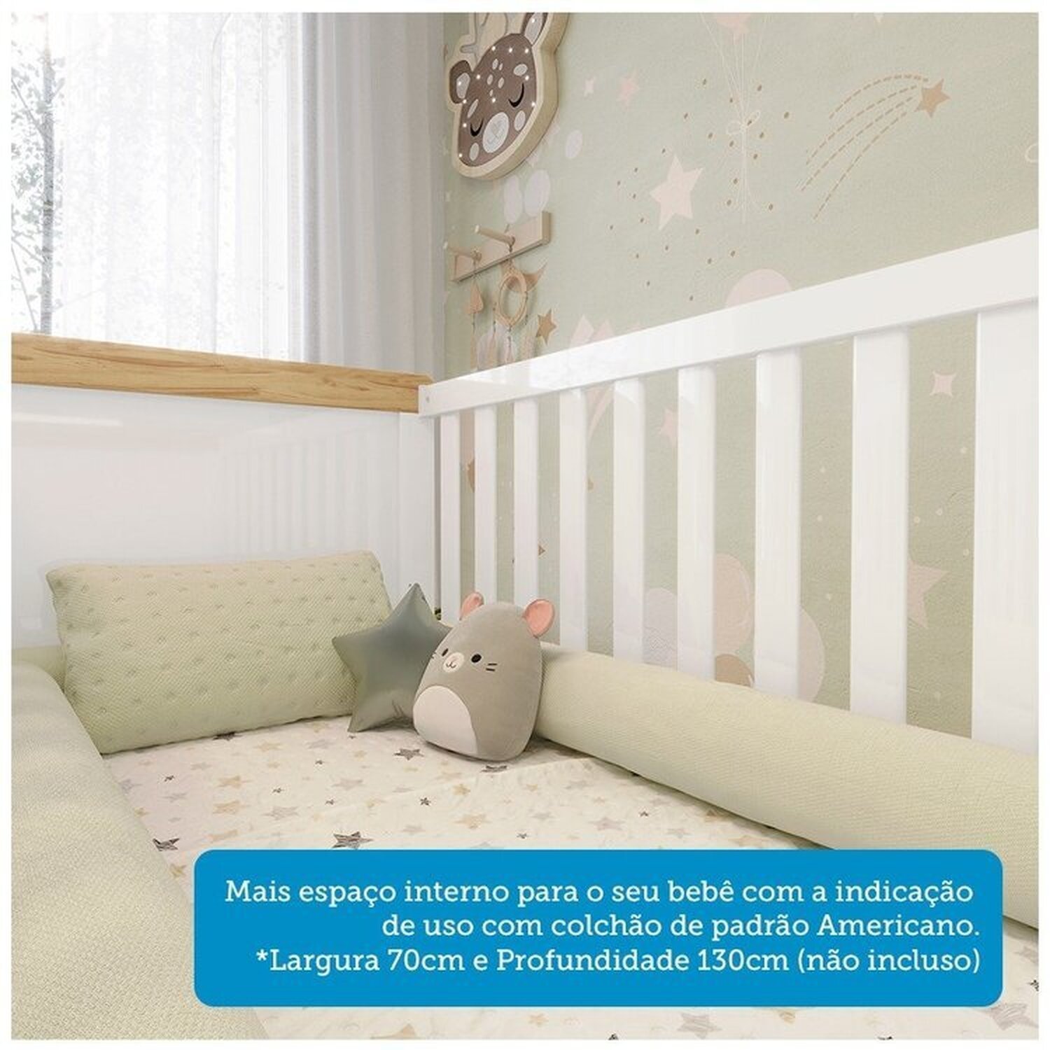 Encontraproduto.com.br - Berço Minicama com Capitonê 100% Mdf Retrô Kakau Espresso Móveis Branco Brilho/Amêndoa/Branco