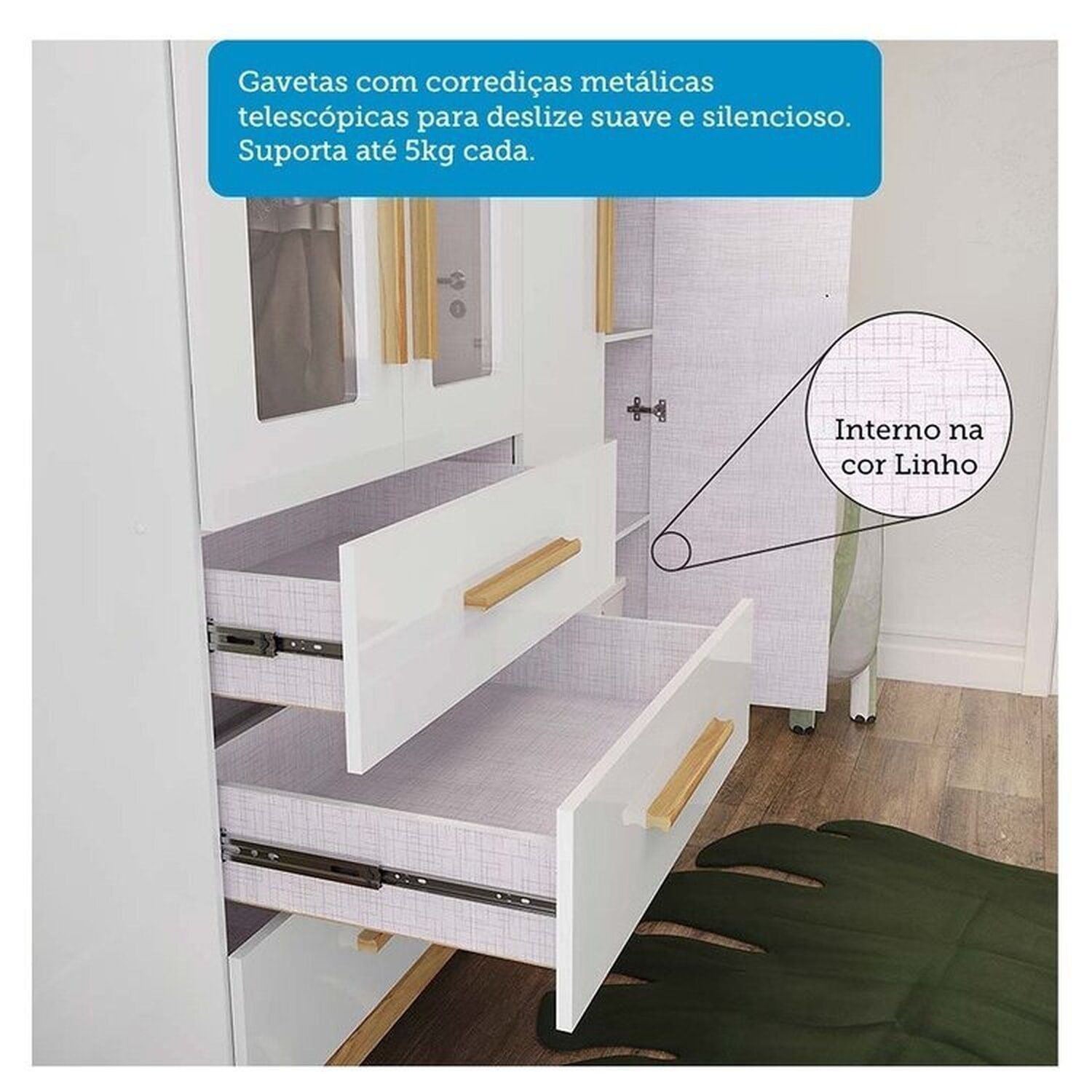Encontraproduto.com.br - Quarto de Bebê com Berço e Guarda-roupa com Janelas 100% Mdf Retrô Kakau Espresso Móveis Branco Brilho/Amêndoa