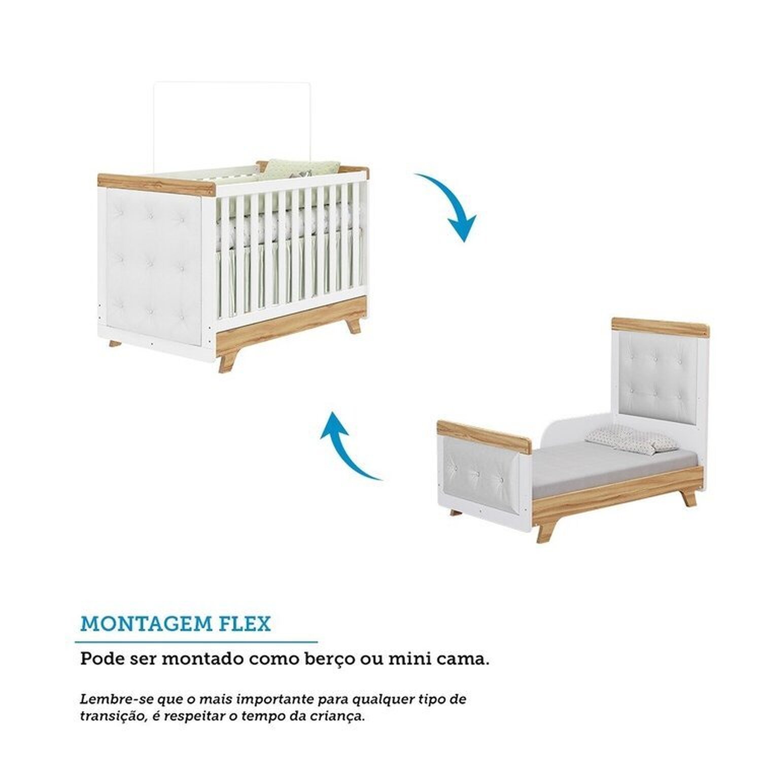 Encontraproduto.com.br - Quarto de Bebê Berço com Capitonê e Guarda-roupa 100% Mdf Retrô Kakau Espresso Móveis Branco Brilho/Amêndoa/Branco