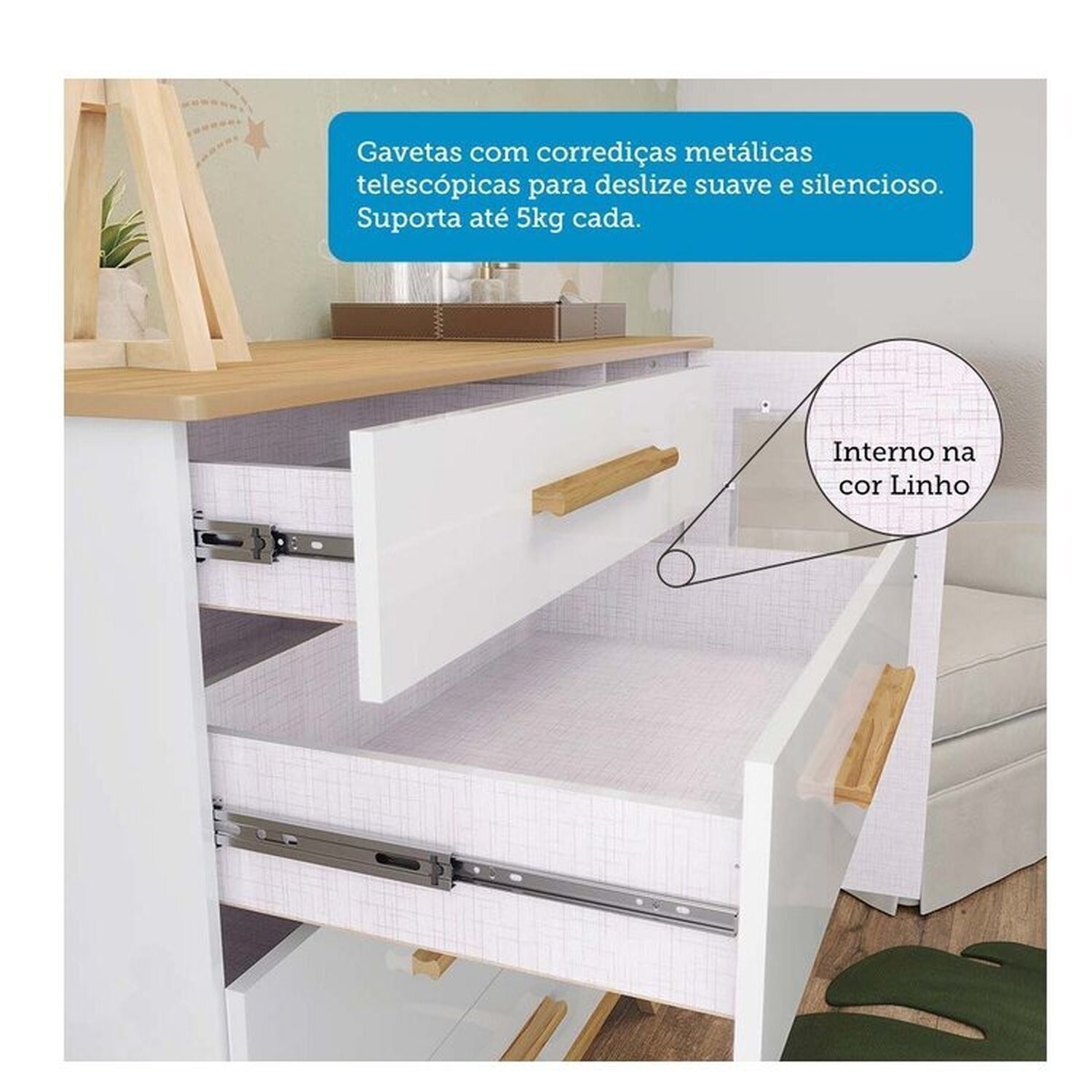 Encontraproduto.com.br - Quarto de Bebê Berço com Capitonê e Cômoda com Janelas 100% Mdf Retrô Kakau Espresso Móveis Branco Brilho/Amêndoa/Branco