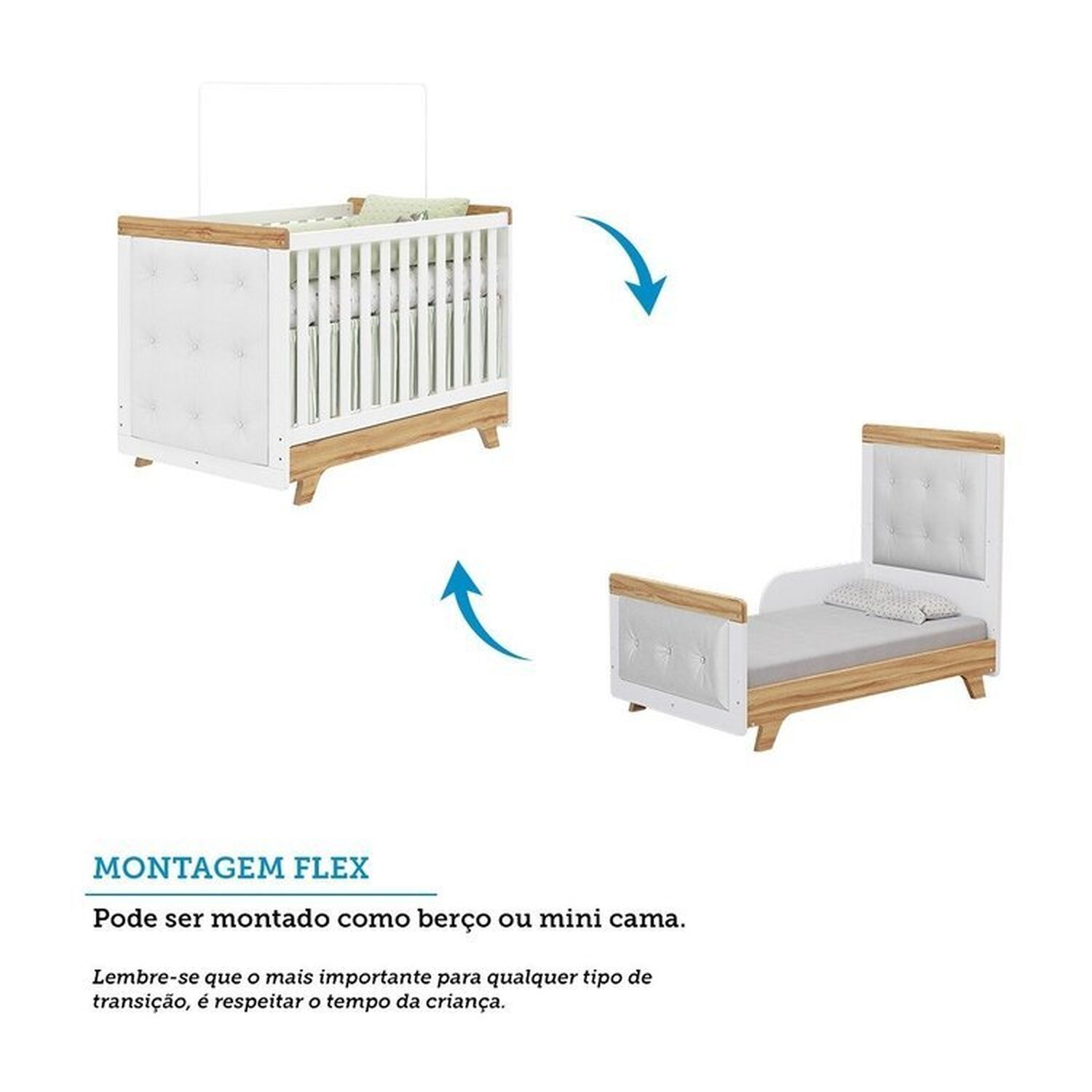 Encontraproduto.com.br - Quarto de Bebê Berço com Capitonê e Cômoda 100% Mdf Retrô Kakau Espresso Móveis Branco Brilho/Amêndoa/Branco