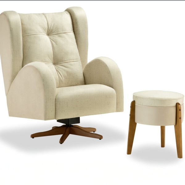 Encontraproduto.com.br - Poltrona para Quarto de Bebê Cecília com Puff Tec. 504/636 Bege