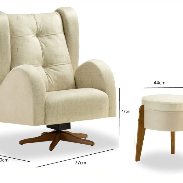 Encontraproduto.com.br - Poltrona para Quarto de Bebê Cecília com Puff Tec. 504/636 Bege