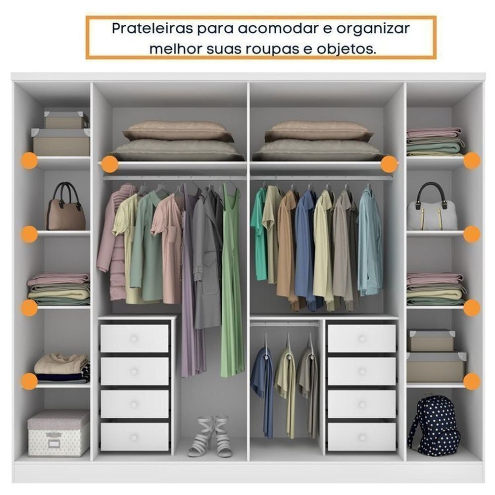 Encontraproduto.com.br - Guarda-roupa 6 Portas Portugal E Cômoda 4 Gavetas Lua Espresso Móveis Neve