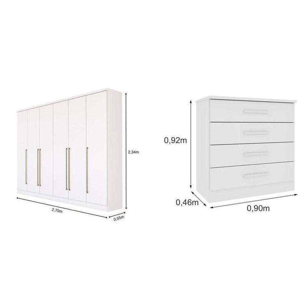 Encontraproduto.com.br - Guarda-roupa 6 Portas Portugal E Cômoda 4 Gavetas Lua Espresso Móveis Neve