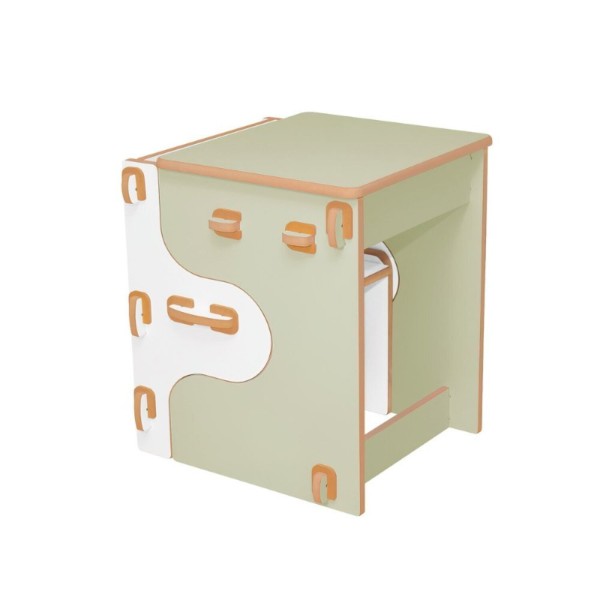 Encontraproduto.com.br - Mesa e Cadeira Infantil de Encaixe Quebra-cabeça Verde/Branco