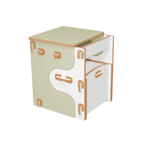 Encontraproduto.com.br - Mesa e Cadeira Infantil de Encaixe Quebra-cabeça Verde/Branco