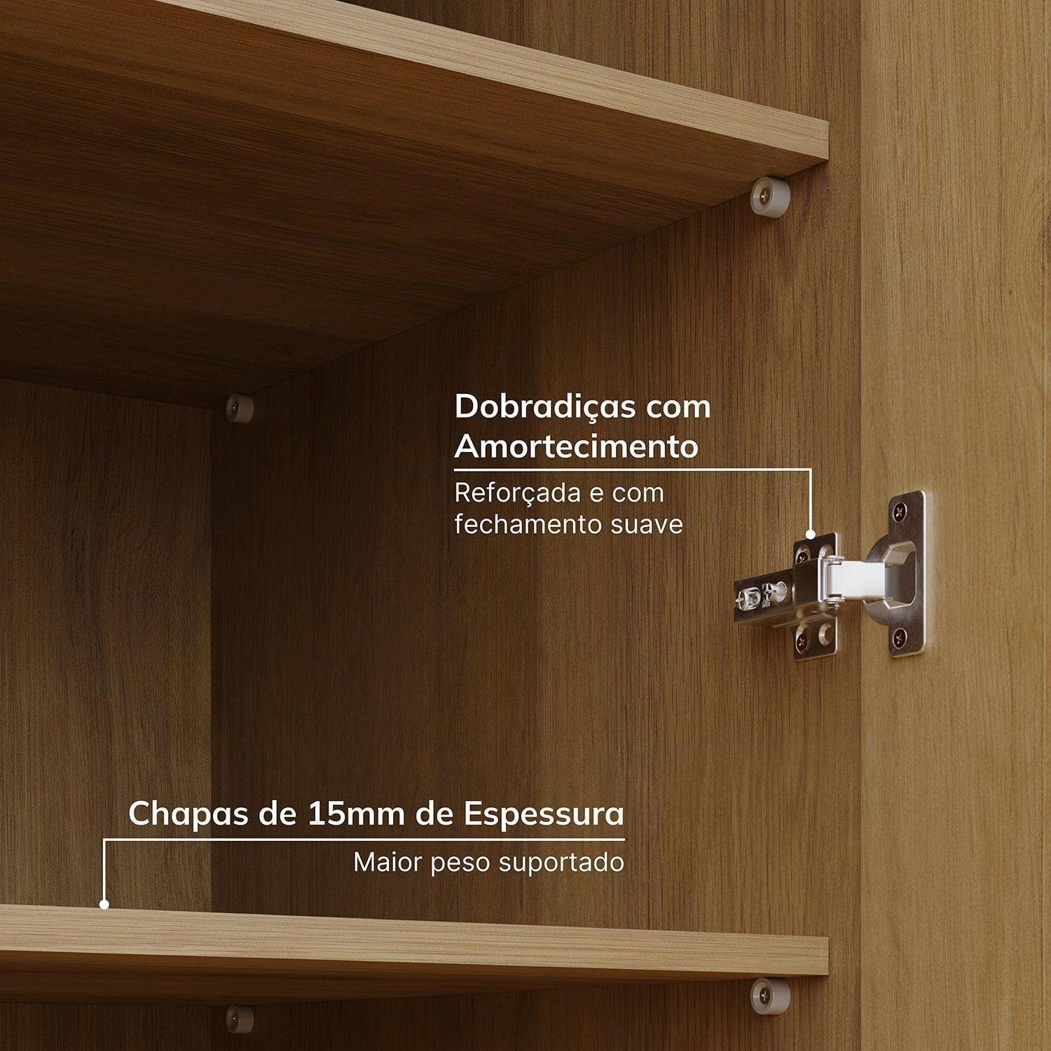Encontraproduto.com.br - Guarda-roupa Modular 40cm 1 Porta com Prateleiras Jade Cabecasa Madeiramadeira Avelã